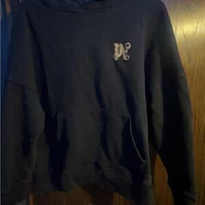 Palm Angels Black Hoodie with Embroidered Logo